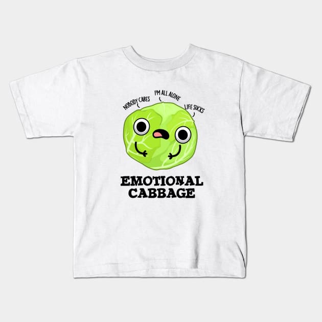 Emotional Cabbage Cute Veggie Pun Kids T-Shirt by punnybone